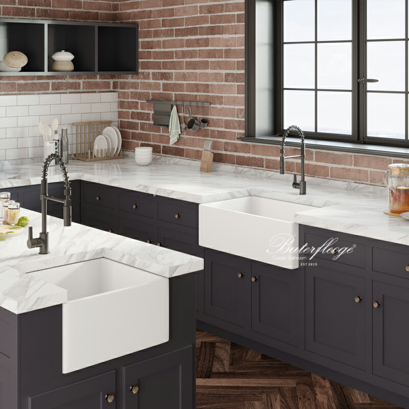 蝶陶美式前置半嵌入水槽開放廚房高溫耐火土洗菜碗farmhousesink 3