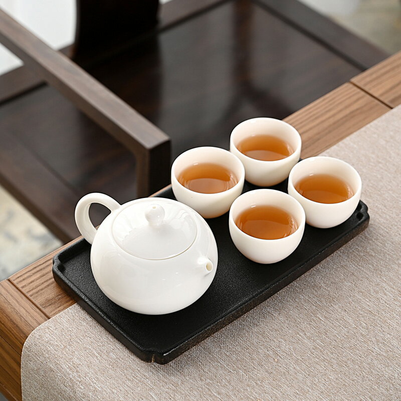 羊脂玉功夫泡茶壺茶杯家用辦公室會客廳白瓷茶具干泡盤茶臺套裝