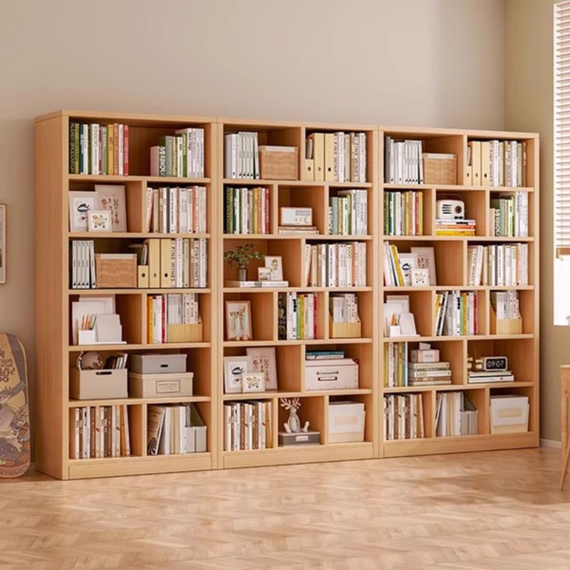 {可開發票}全實木自由組合書架置物架落地一面滿墻多層收納家用書柜一體整墻