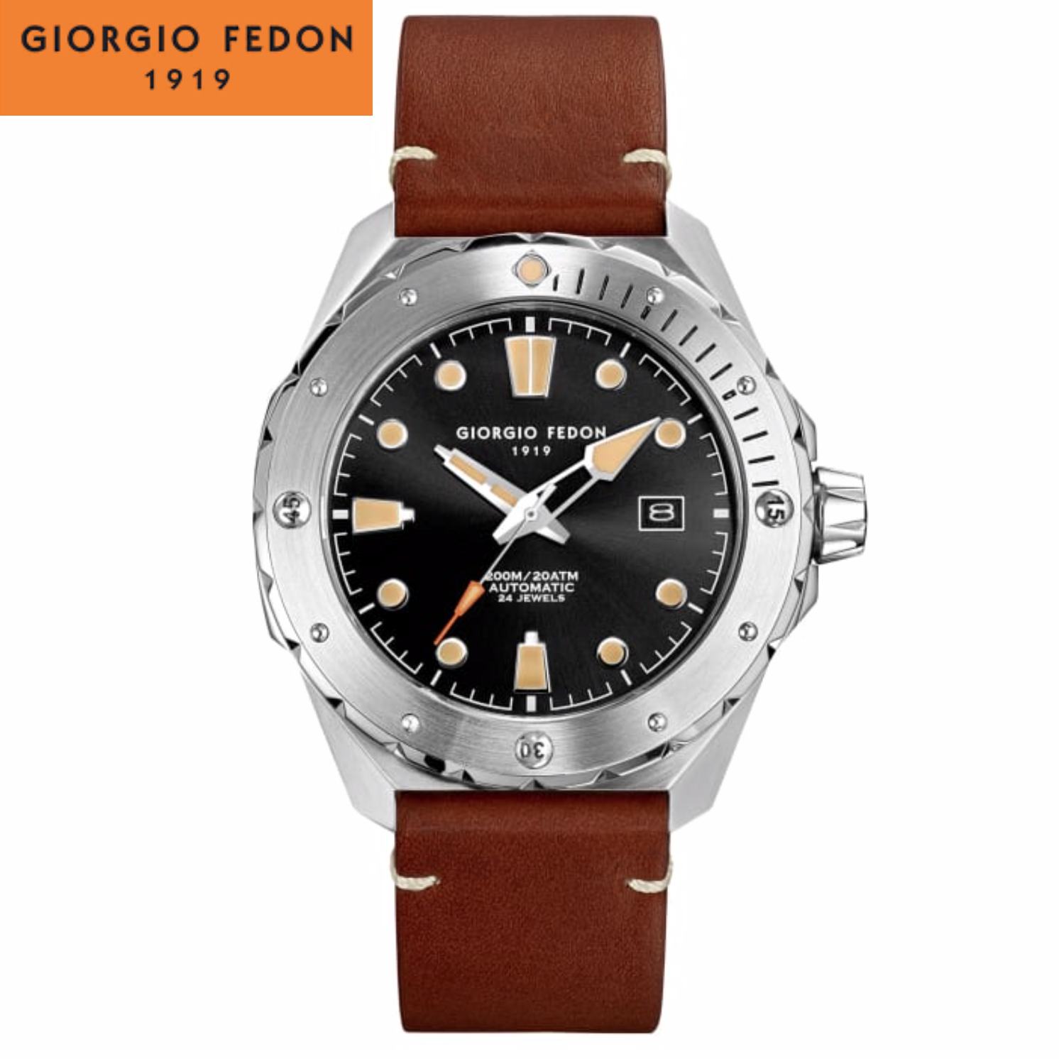Giorgio Fedon 喬治菲登1919 Ocean Walker  海行者系列 機械腕錶 GFCJ002黑x咖啡/45mm