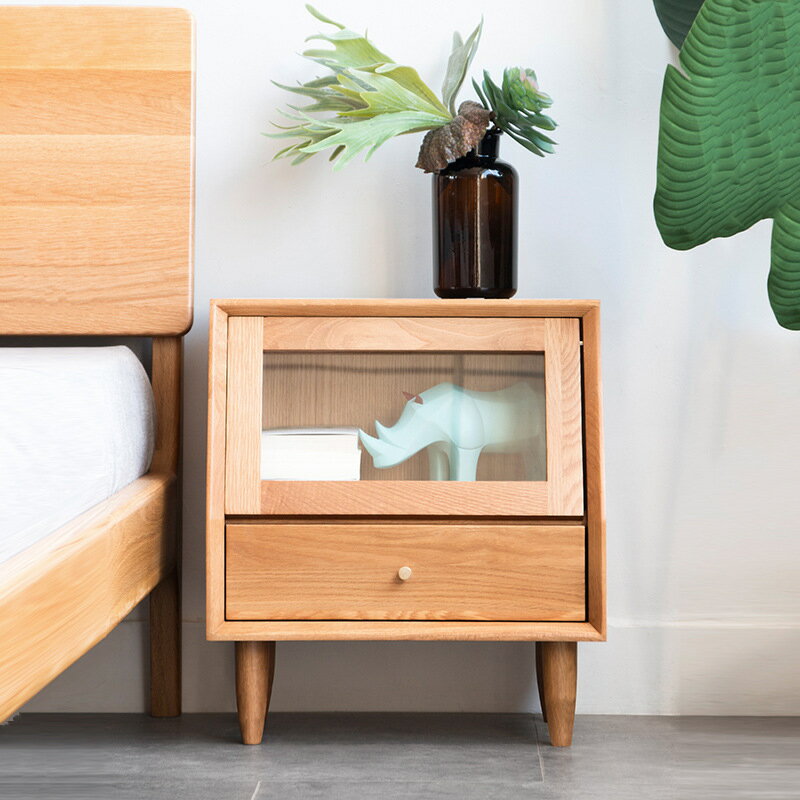 床頭櫃 北歐實木床頭家用臥室小戶型床邊置物客廳沙發邊收納