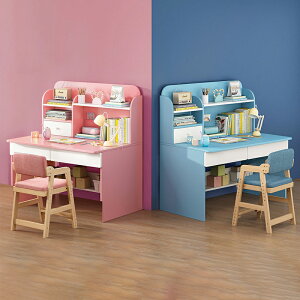 兒童書桌書架一體桌家用女孩臥室寫字臺學習桌小戶型簡易桌椅組合