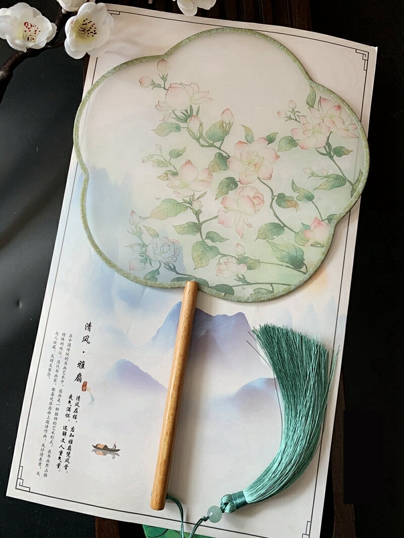 中國風古風圓形扇古代漢服芒種旗袍舞蹈扇子半透明女雙面團扇流蘇
