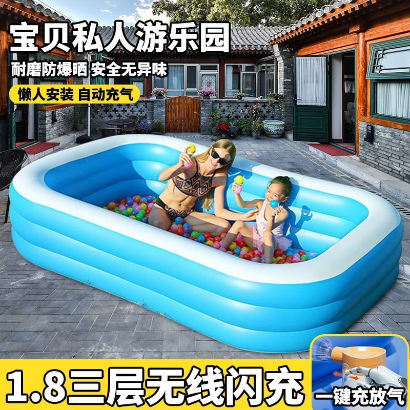 兒童充氣游泳池家用大型寶寶嬰兒加厚成人超大號家庭桶海洋球水池