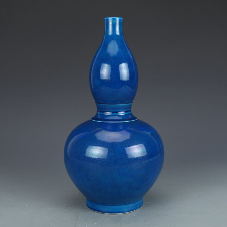 大清乾隆孔雀藍釉葫蘆瓶仿古瓷器古董古玩收藏真品景德鎮擺件