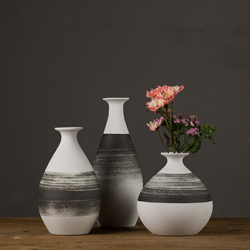 景德鎮陶瓷擺件插花器現代中式簡約客廳電視柜水墨紋家居裝飾花瓶