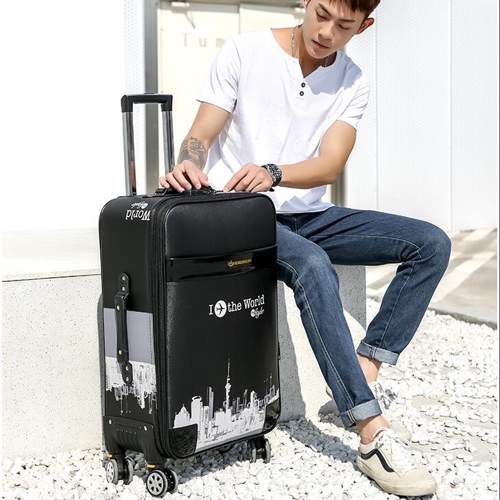 可登機行李箱男萬向輪結實耐用皮箱拉桿箱男20寸密碼箱超大容量旅行箱子