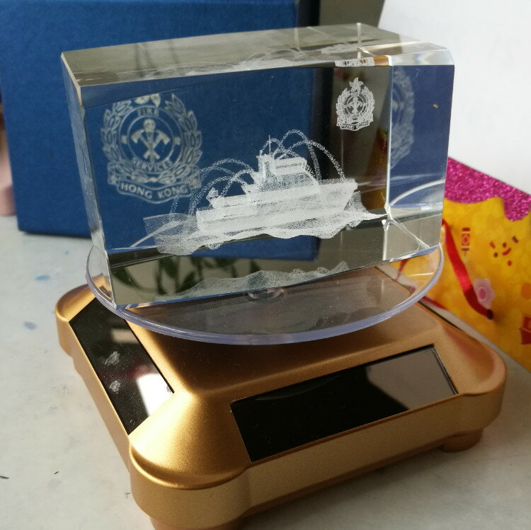 桌面擺件消防處人造水晶救火噴水船模型紙鎮擋煞紀念品禮品裝飾品