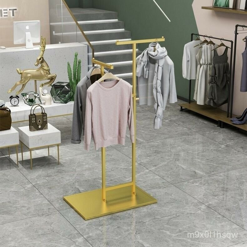 免運 商場服裝店展示架高低調節女裝店落地式落地掛衣架衣架落地式貨架 掛衣架 落地衣 收納架 服飾架