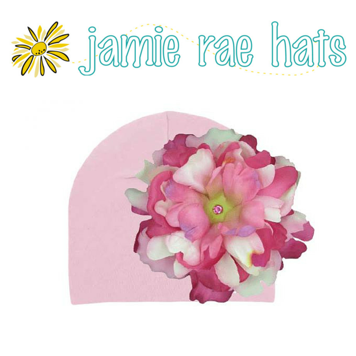 ★啦啦看世界★ Jamie Rae Hats 桃紅牡丹棉帽/ 嬰兒帽 出生禮 彌月禮 小孩帽 兒童帽