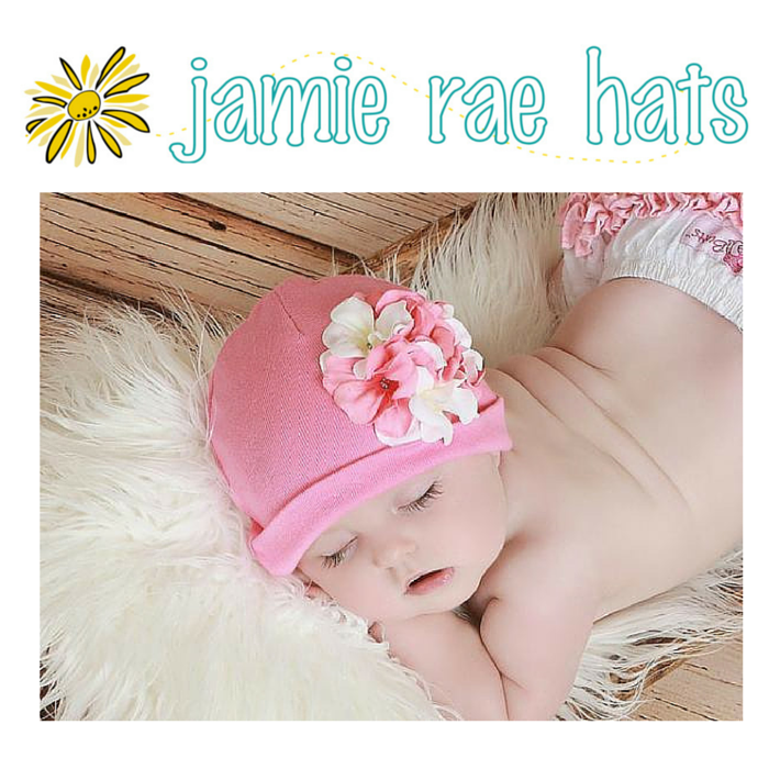 ★啦啦看世界★ Jamie Rae Hats 小小花仙子棉帽 Candy Pink Cotton Hat with Pink White Large Geraniums