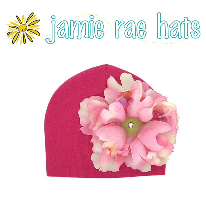 ★啦啦看世界★ Jamie Rae Hats 淺粉漸層牡丹桃紅棉帽 / 嬰兒帽 出生禮 彌月禮 小孩帽 兒童帽