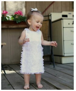 ★啦啦看世界★ Rufflebutts/ 緞面小洋裝(白) / 嬰兒 衣服 彌月禮 出生
