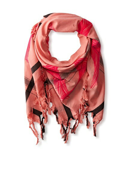 ★啦啦看世界★ Leigh & Luca 粉紅羽毛流蘇圍巾 Quill Melon Square Scarf