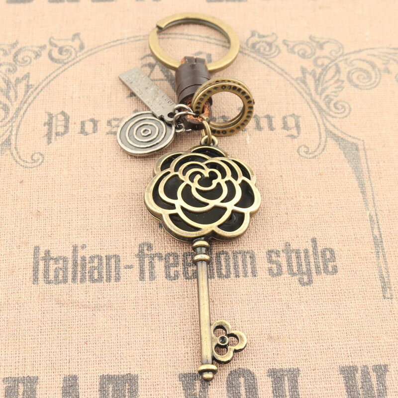 原創設計 純手工編織鑰匙扣鏤空玫瑰花宮廷風復古包包掛飾品女生