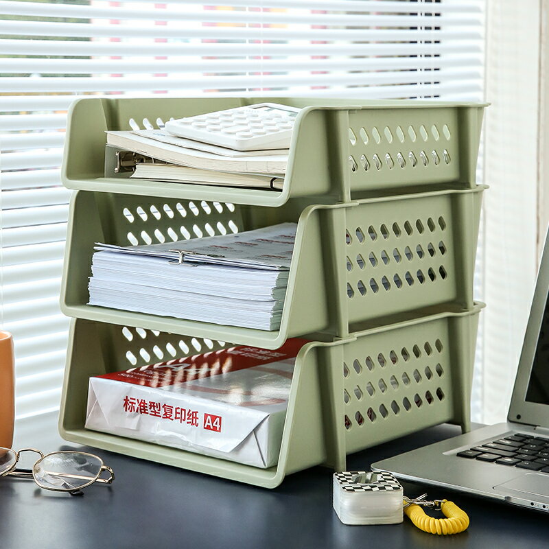 a4文件收納盒 辦公室桌面置物架 多層資料 架子工位桌上整理神器 用品