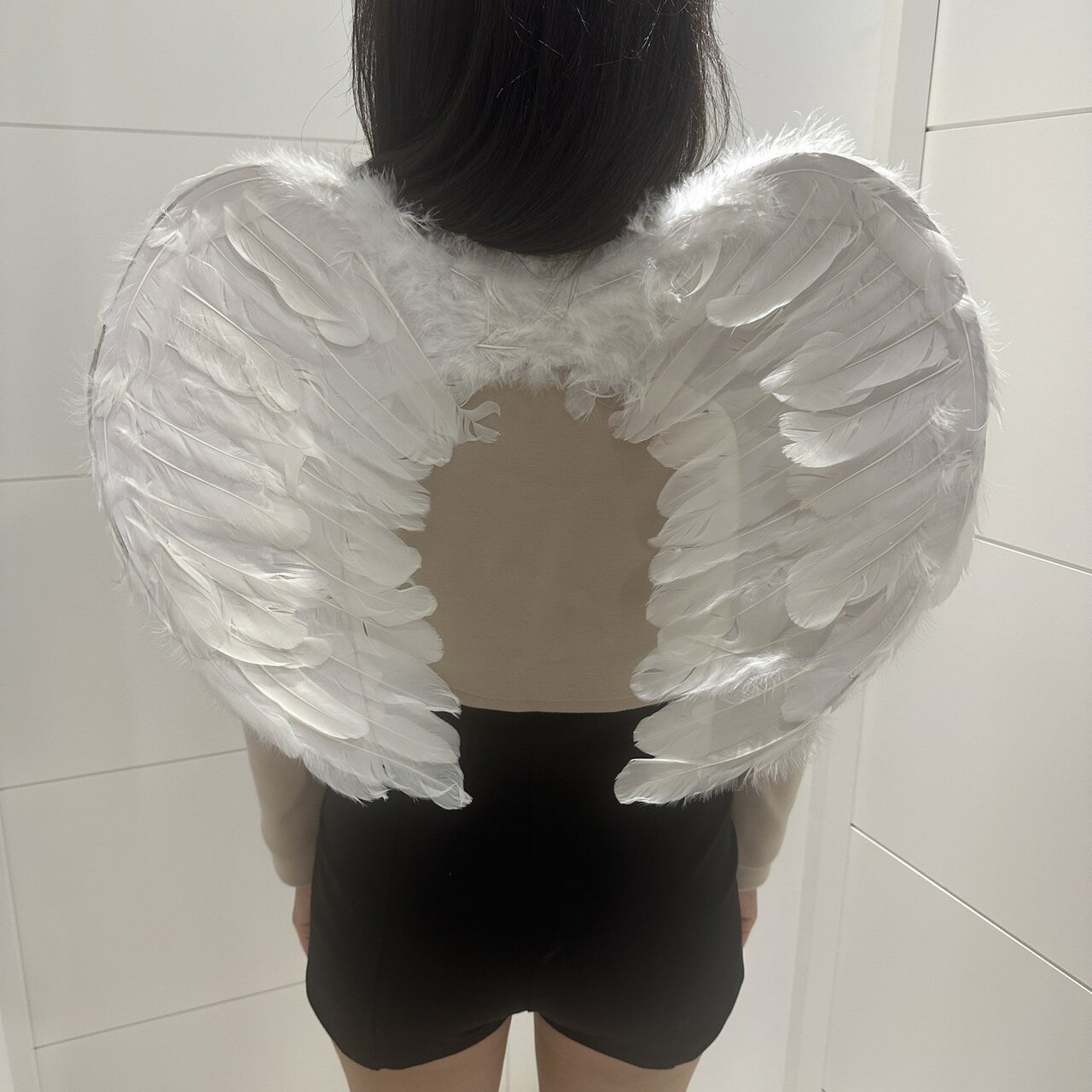 翅膀 羽毛翅膀 (中號-黑白雙色 40x55cm) 天使翅膀 成人裝扮 天使愛心 萬聖節/聖誕節/角色扮演 配件 道具【塔克】