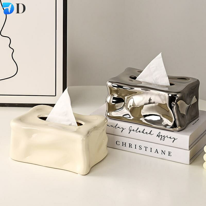 衛生紙收納盒 ins風冰塊創意紙巾盒 銀色現代面紙盒 高顏值防水抽紙盒 小熊牙籤棉籤盒