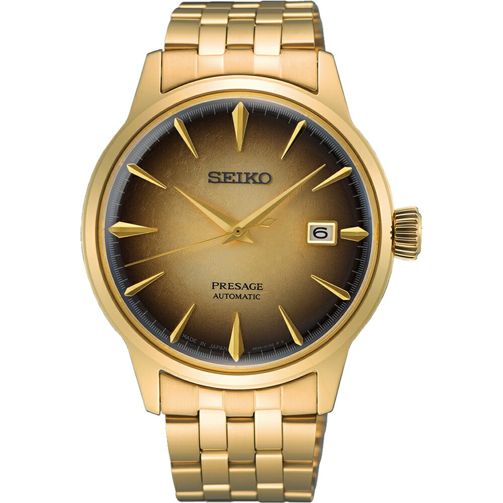 送禮首選★SEIKO 精工 Presage 漸層金棕色 調酒師機械錶_SK028 SRPK48J1/4R35-01T0F  SK005 附提袋【全館滿額折價★APP下單跨店最高22%點數回饋】