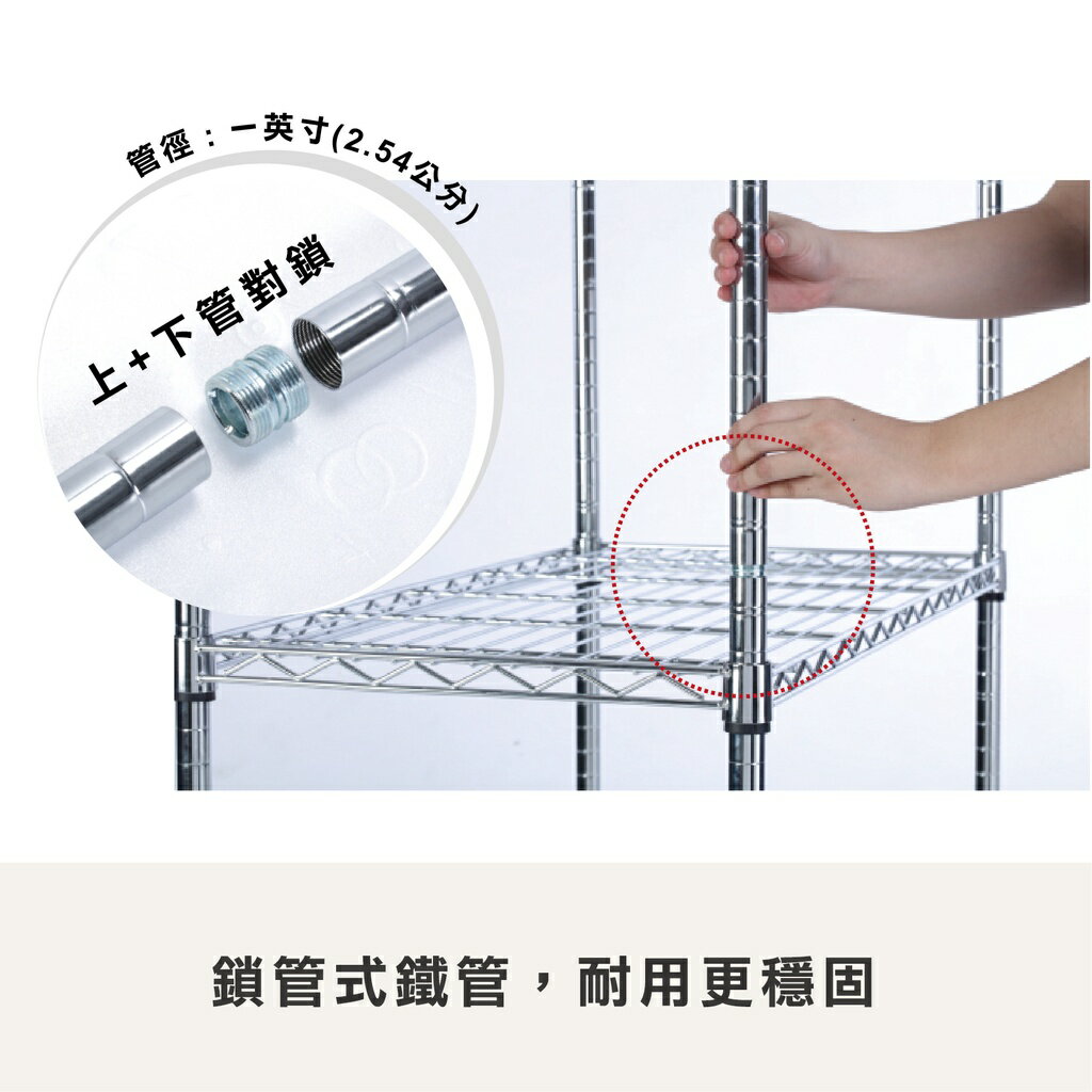 【簡易安裝】鐵架 輕型鎖管 四層架 90x46x160H 置物架 收納架 鐵力士架 書架 波浪架 鍍鉻層架 鞋架 架子 6