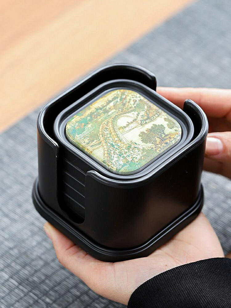 茶具 電木吸水杯墊方形茶杯托杯架家用創意功夫茶道配件隔熱墊茶托套裝