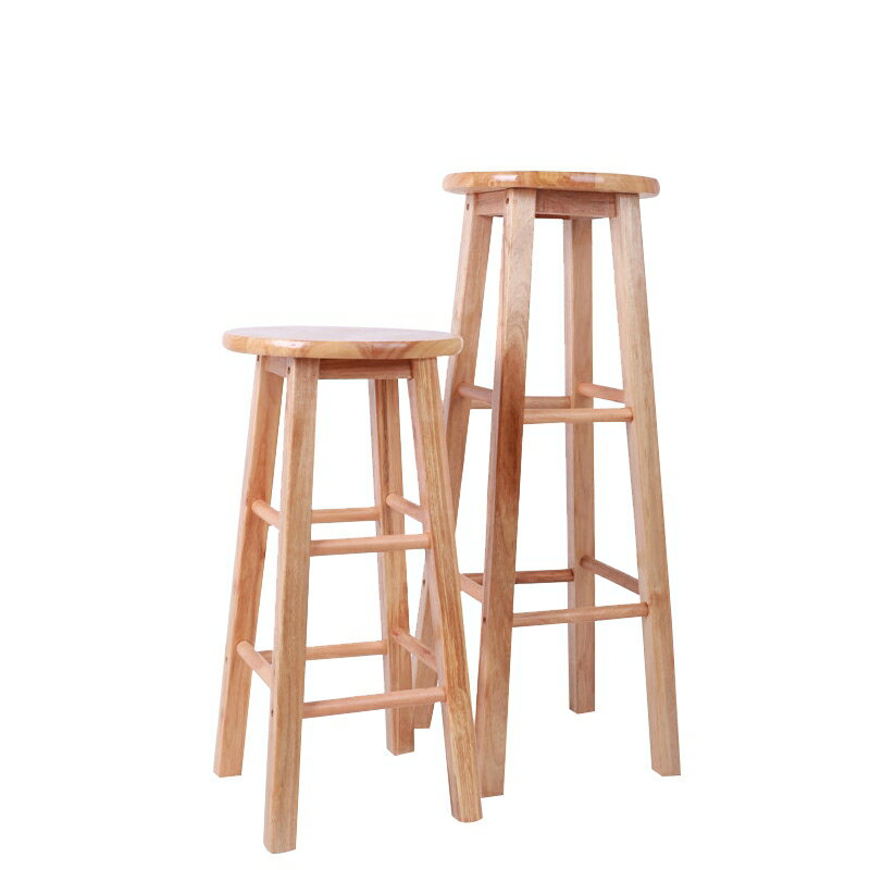 加固實木吧椅吧凳橡木吧臺椅酒吧椅前臺高腳圓凳梯凳簡約現代椅子