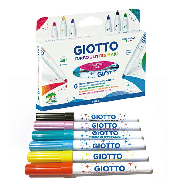 【義大利 GIOTTO】粗筆頭閃亮彩繪筆6色 ★產地：義大利 / 彩色筆