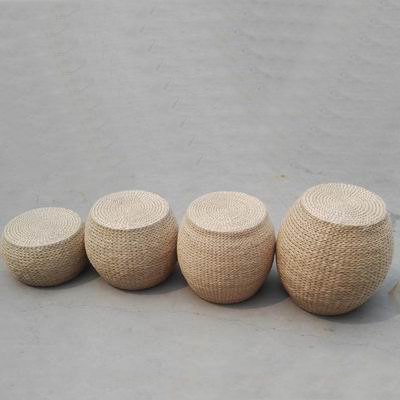 【草編圓形坐凳-直徑30-高32cm-1款/組】蒲草換鞋坐墩矮凳沙發凳腳凳創意實木凳子-7501039