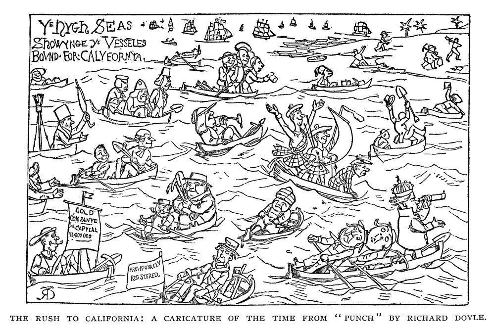Posterazzi: Gold Rush British Cartoon NThe Rush To California Cartoon