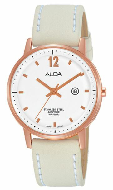 ALBA VJ21-X125U(AH7P78X1 )街頭帥氣流行腕錶/白+玫瑰金 28mm