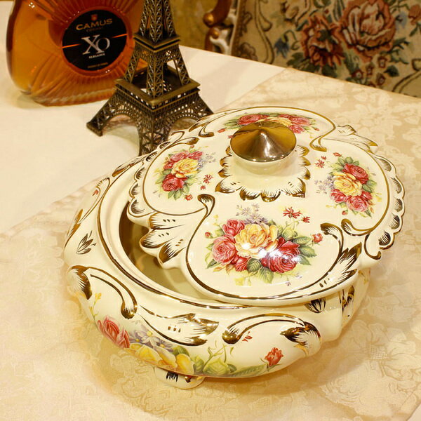 精緻품질-陶瓷復古首飾盒儲物糖果罐 歐式描金收納盒雜物罐十天預購+現貨