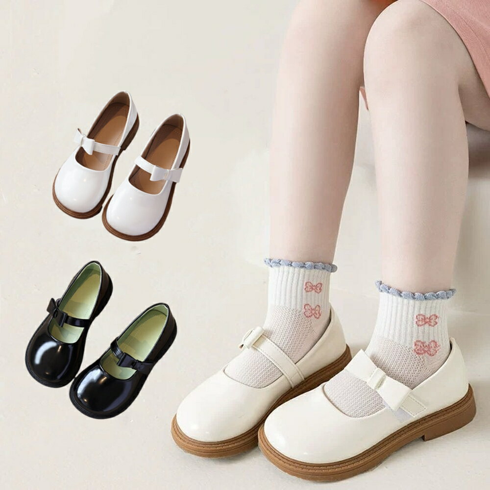 Baby童衣 兒童皮鞋 立體蝴蝶結皮鞋 表演娃娃鞋 禮服公主鞋 女童黑白皮鞋 花童鞋 11837