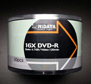 錸德RITEK 16X DVD-R 空白光碟片、光碟片 (50片)