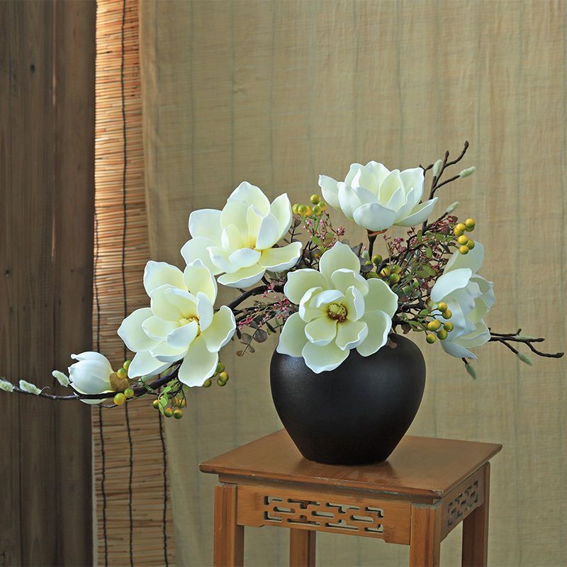 免運/快速出貨 仿真花擺件 假花 模擬盆栽 裝飾花藤 中式模擬蓮花玉蘭花套裝高檔酒店大堂室內玄關茶幾餐廳假花裝飾品 可開發票