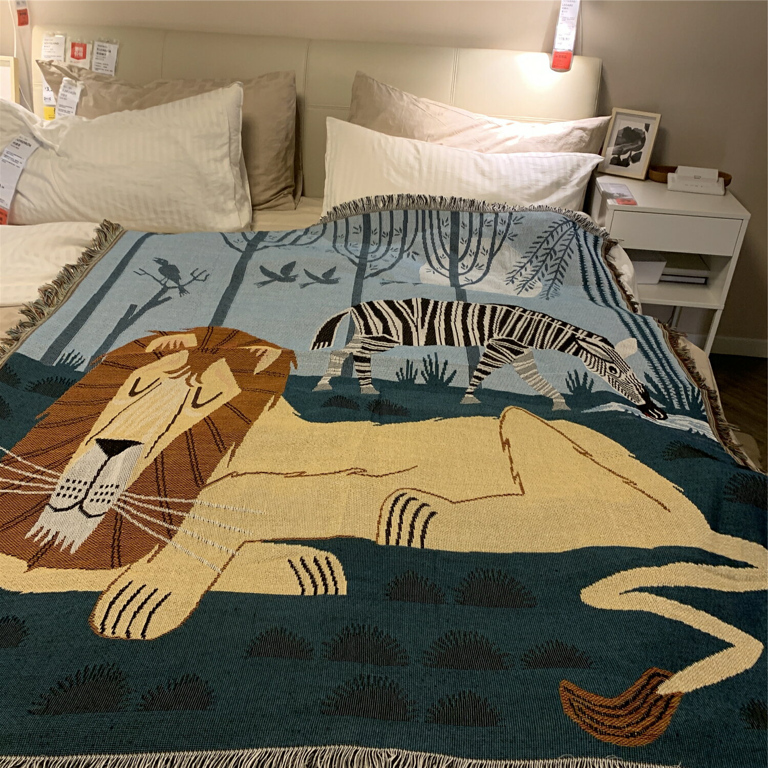 北歐風斑馬獅子沙發毯動物系列沙發毯沙發巾蓋毯外貿出口裝飾毯子
