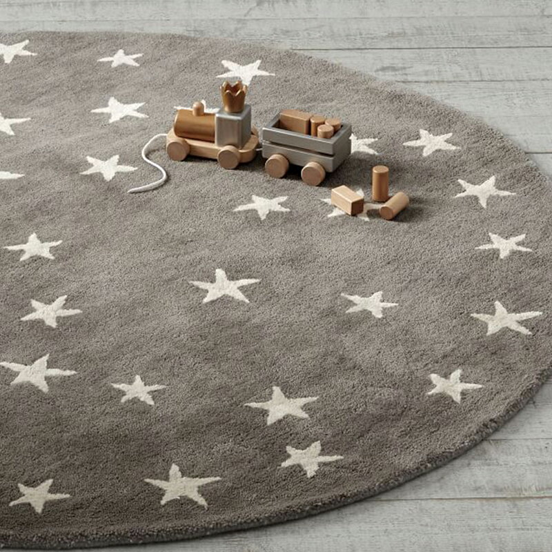 （加厚）圓形地毯 圓形北歐可愛地毯卡通星星吊籃椅墊客廳臥室兒童房加厚地毯墊【DD31243】