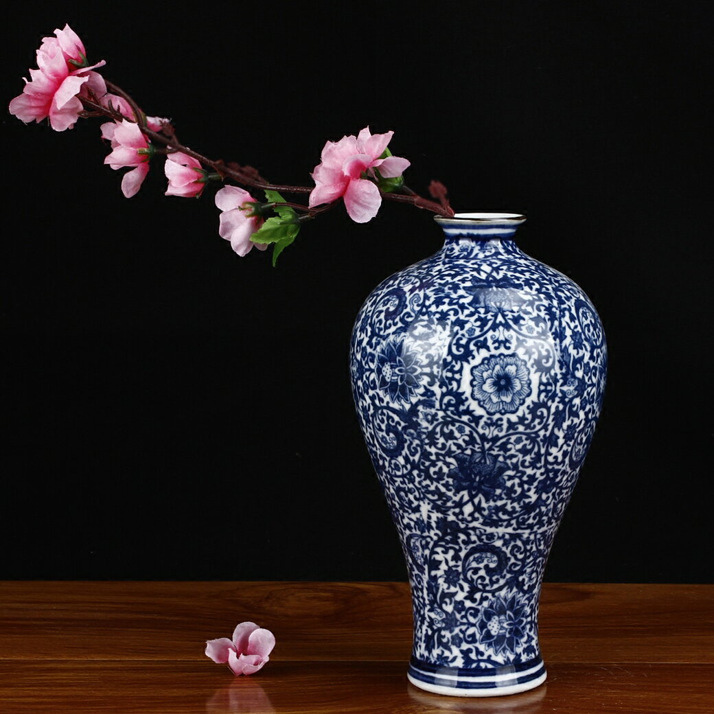 景德鎮陶瓷器仿古青花瓷花瓶擺設復古家飾客廳臺面工藝品擺件