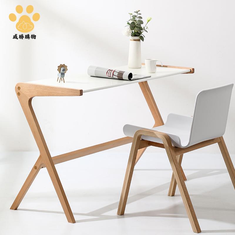 書房實木書桌現代簡約小戶型辦公桌 家用日式極簡靠墻學習長桌G9/19