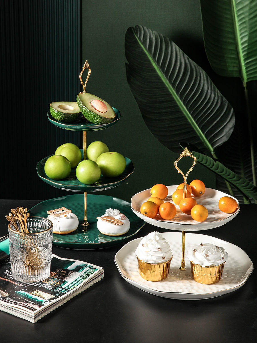 北歐輕奢客廳陶瓷點心盤水果盤創意多層高顏值下午茶蛋糕盤甜品盤