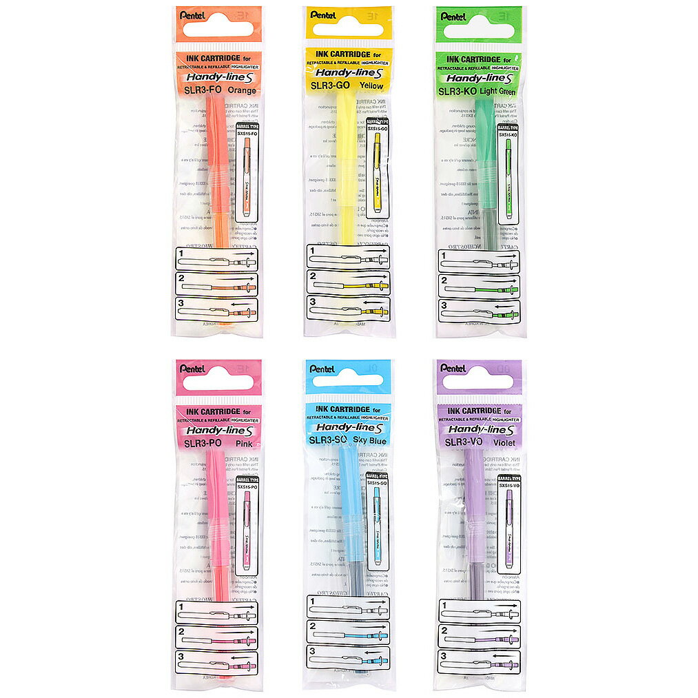 Pentel 飛龍 自動螢光筆 替蕊 替芯（適用SXNS15）單色12支 /盒 SLR3