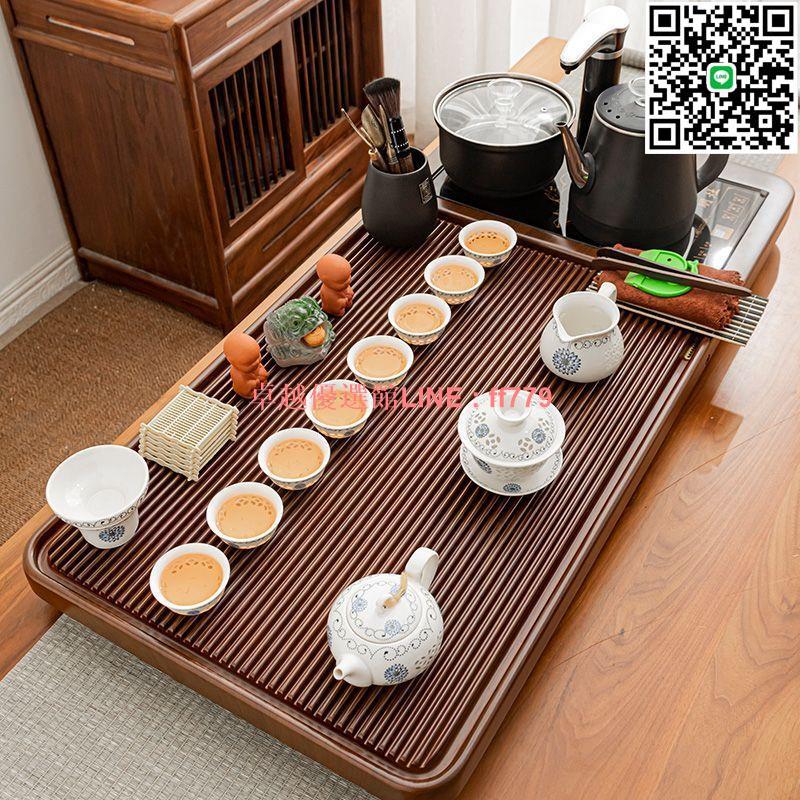 【卓越優選館】【全自動便捷】茶具套裝全自動竹木茶盤加厚家用茶臺燒水壺一體式一整套功夫茶道