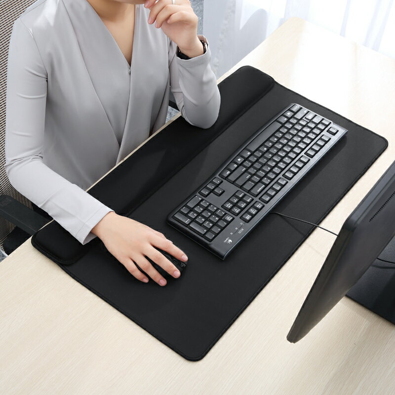 辦公桌墊超大號鼠標墊護腕護肘墊一體式加厚游戲用高密度海綿鍵盤手托學生書桌寫字臺桌面墊子防臟