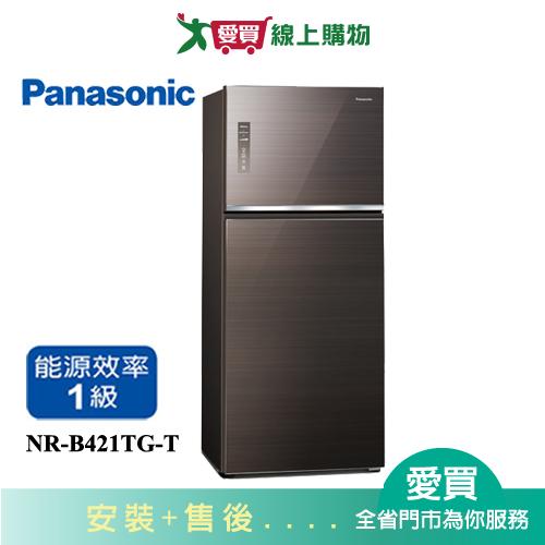 Panasonic國際422L雙門變頻玻璃冰箱NR-B421TG-T含配送+安裝【愛買】