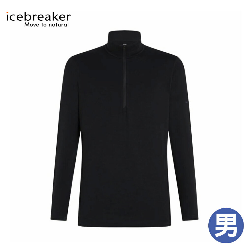 【Icebreaker 紐西蘭 男 Core Heavyweight 半開襟長袖上衣《黑》】IB0A575K/登山/立領