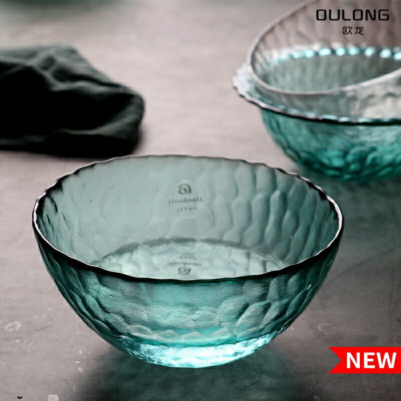 超清新，青森系碗盤 津輕錘目紋沙拉碗玻璃碗碟餐具套裝