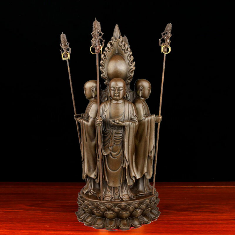 古純銅九華山地蔵王像の置物/仏像/工芸品/収蔵y7g 純銅地 古純銅九華山地蔵王像の置物/仏像/工芸品/収蔵y7g 純銅地