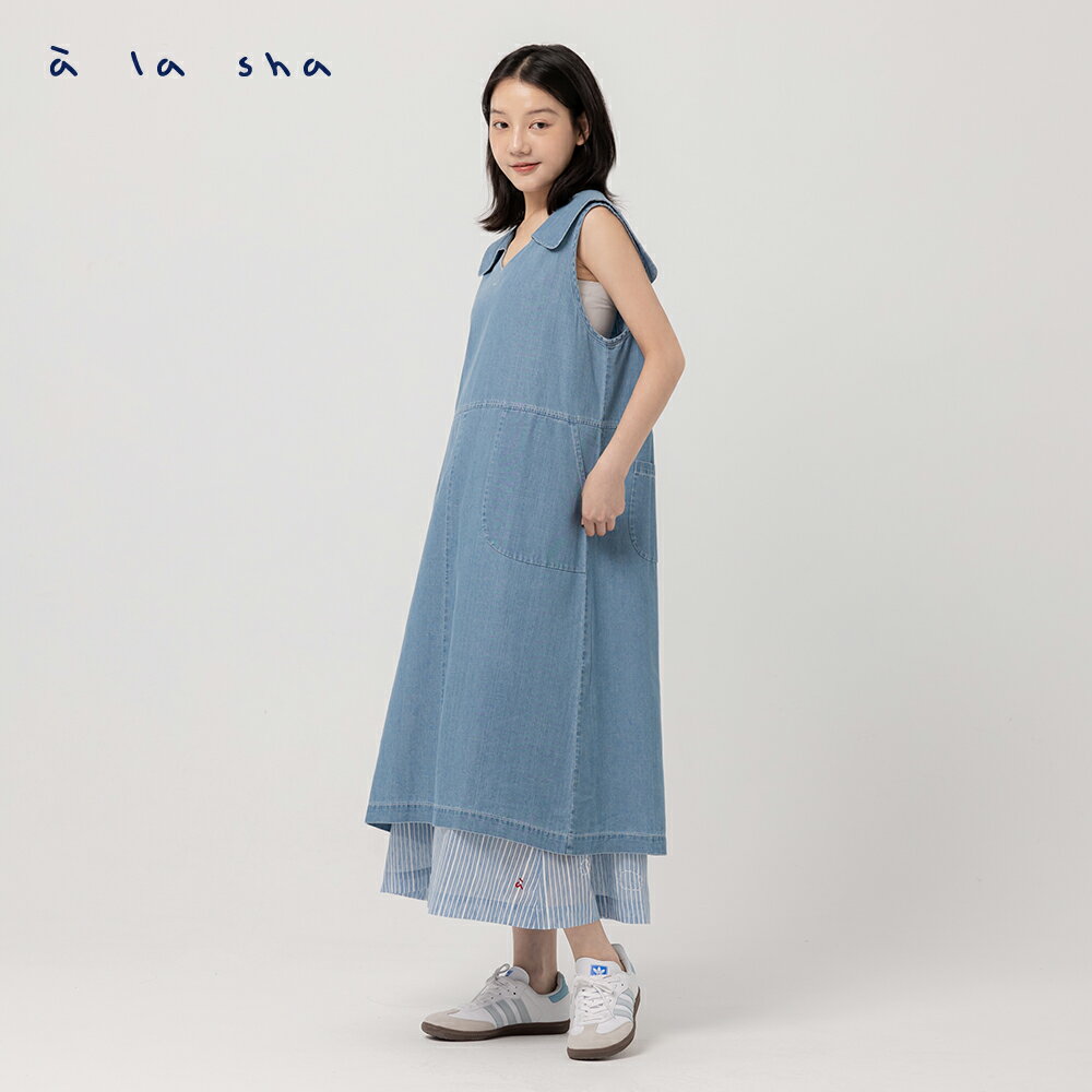 a la sha 大領片牛仔背心洋裝