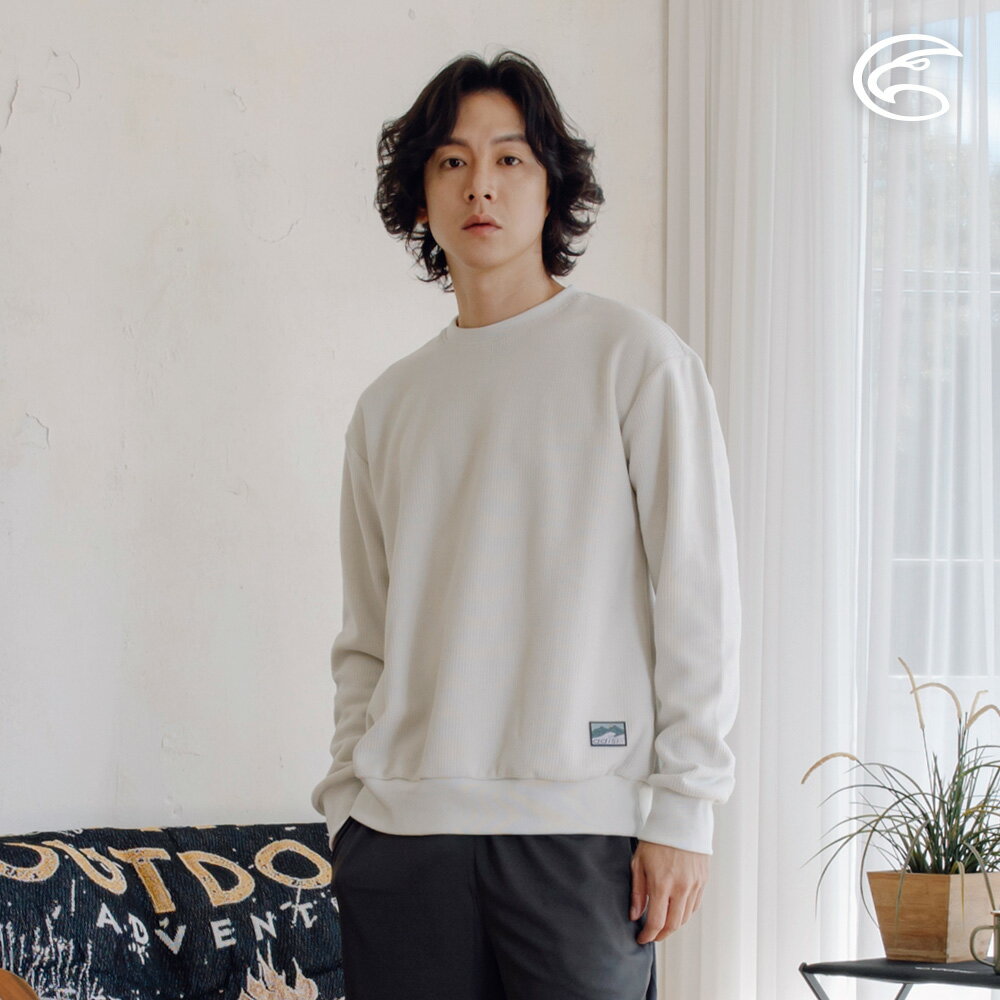 ADISI 男環保紗圓領針織休閒保暖衫 AL2421082 (M-3XL)｜磨毛 吸濕 排汗 保暖上衣 大學T
