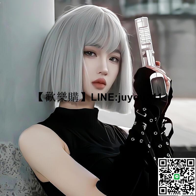 奶奶灰假髮女齊瀏海波波頭短髮甜酷帥氣秋冬cos模擬人發全頭套式