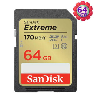 SanDisk 64GB 64G SDXC Extreme【170MB/s】SD SDCH 4K U3 V30 C10 Class 10 SDSDXV2-064G 相機記憶卡